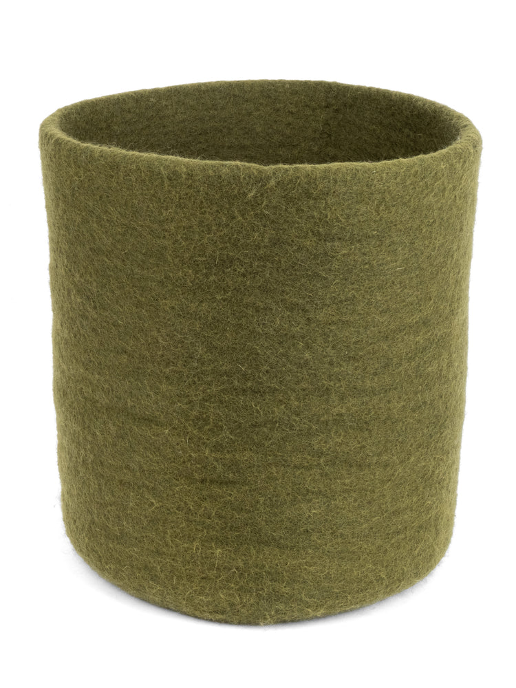 Olive green felt basket