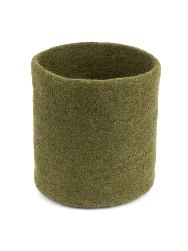 Olive green felt basket